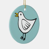 Gelukkige Vogel - Wit op Ocean Groen Keramisch Ornament (Rechts)