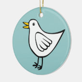 Gelukkige Vogel - Wit op Ocean Groen Keramisch Ornament (Links)