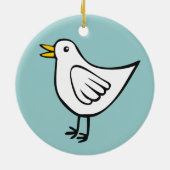 Gelukkige Vogel - Wit op Ocean Groen Keramisch Ornament (Achterkant)