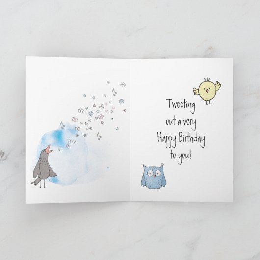 Gelukkige vogeldag, verjaardag kaart (Binnen)