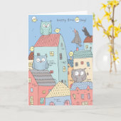 Gelukkige vogeldag, verjaardag kaart (Gele Bloem)