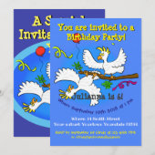 Gelukkige vogels 6 jaar oud verjaardagsfeestje uit kaart (Voorkant / Achterkant)