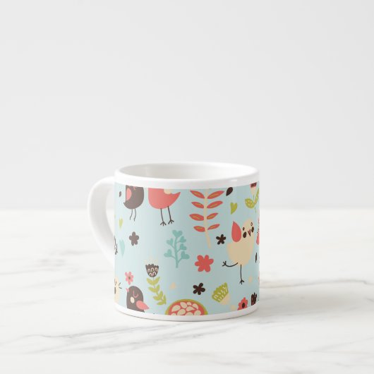 Gelukkige Vogels in Velden van Bloemen Espresso Kop (Links)