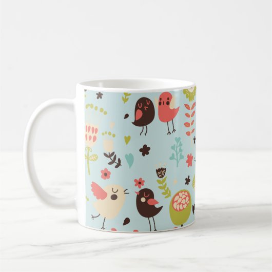Gelukkige Vogels in Velden van Bloemen Koffiemok (Links)