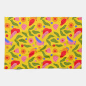 Gelukkige vogels komen vrolijk bij elkaar theedoek (Horizontaal)