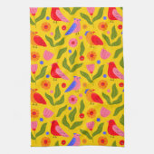 Gelukkige vogels komen vrolijk bij elkaar theedoek (Verticaal)