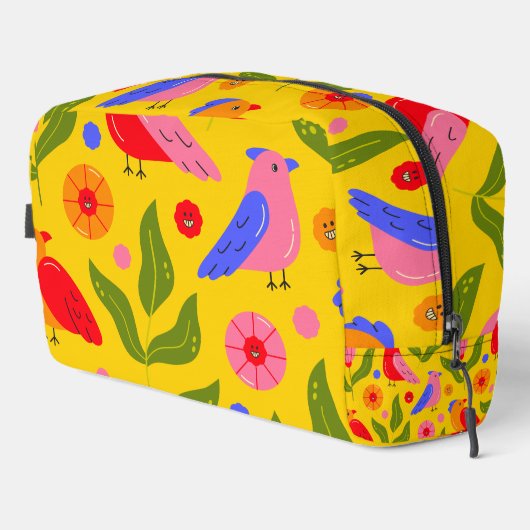 Gelukkige vogels komen vrolijk bij elkaar toilettasje (Rechterhoek)