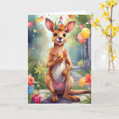 Gelukkige, vreugdevolle kangoeroe vieren | KAART (Gele Bloem)