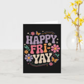 Gelukkige Vrij-yay Leraar Fry Yay Grappige Vrijdag Kaart (Gele Bloem)