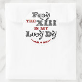 Gelukkige vrijdag de 13e ronde witte Sticker (Tas)