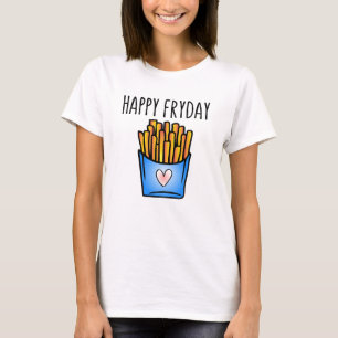Gelukkige Vrijdag Frites Puns Illustratie T-shirt