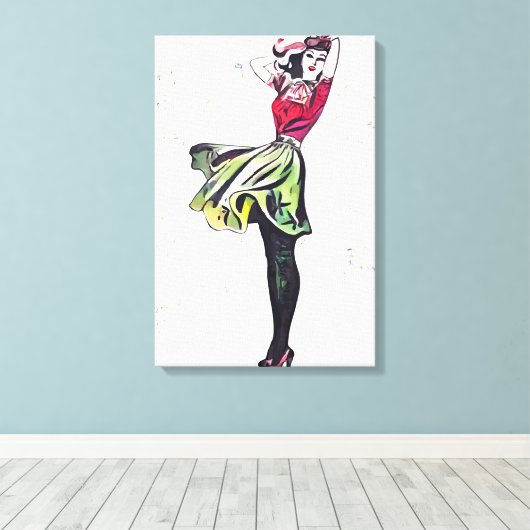 Gelukkige vrouw canvas afdruk (Insitu (Houten vloer))