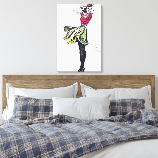 Gelukkige vrouw canvas afdruk (Insitu (Slaapkamer))