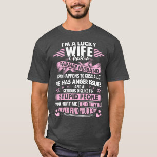 Gelukkige vrouw van een boer echtgenoot trots boer t-shirt