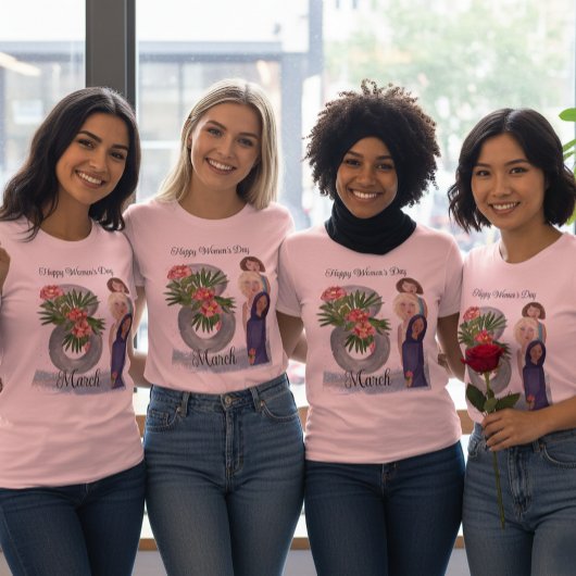 Gelukkige Vrouwendag | 8 maart Roze T-shirt