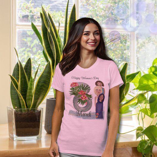 Gelukkige Vrouwendag | 8 maart Roze T-shirt