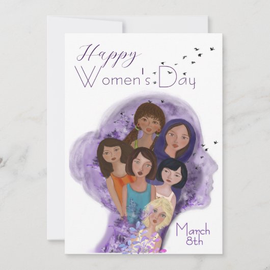 Gelukkige Vrouwendag hand getekend Illustratie Feestdagenkaart (Voorkant)