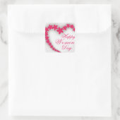 Gelukkige vrouwendag met bloemenhart vierkante sticker (Tas)