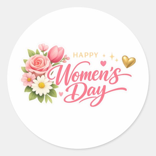Gelukkige Vrouwendag Ronde Sticker (Voorkant)