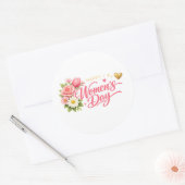 Gelukkige Vrouwendag Ronde Sticker (Envelop)