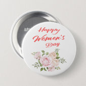 gelukkige vrouwendag wit ronde button 7,6 cm (Voorkant /achterkant)