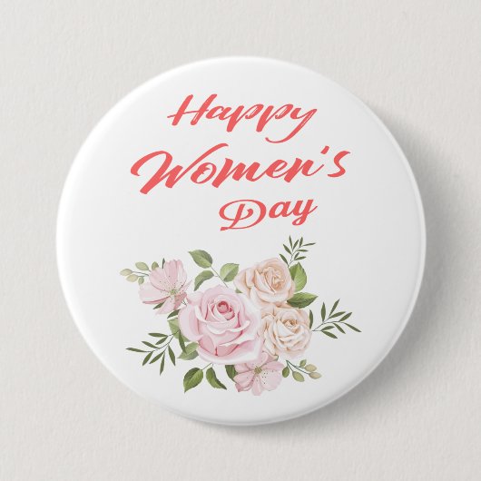 gelukkige vrouwendag wit ronde button 7,6 cm (Voorkant)