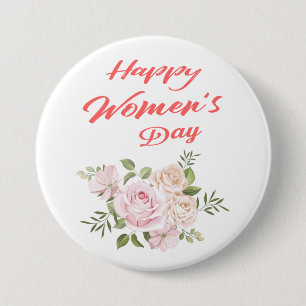 gelukkige vrouwendag wit ronde button 7,6 cm