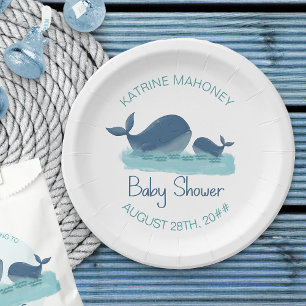 Gelukkige Walvis Cute Baby Shower Papieren Bord