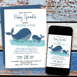 Gelukkige Walvis Waterverf Jongen Baby Sprinkle Kaart