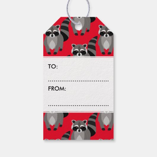 Gelukkige wasbeerdag Racoon Kerstmis Cadeaulabel (Achterkant)