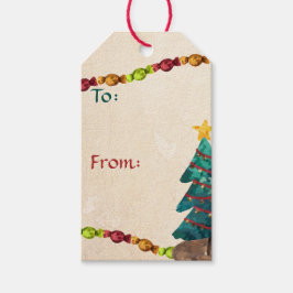 Gelukkige Waterverf tot Kerstmis-van Cadeaulabel