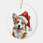 Gelukkige Welsh Corgi Hond Kerst Persoonlijk Keramisch Ornament (Links)