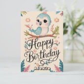 Gelukkige wensen papegaai digitale verjaardag kaart (Staand voorkant)