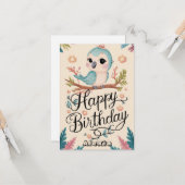 Gelukkige wensen papegaai digitale verjaardag kaart (Voorkant / Achterkant in situ)