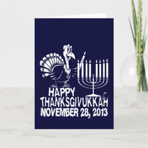 Gelukkige Wenskaarten Thanksgivukkah Feestdagen Kaart