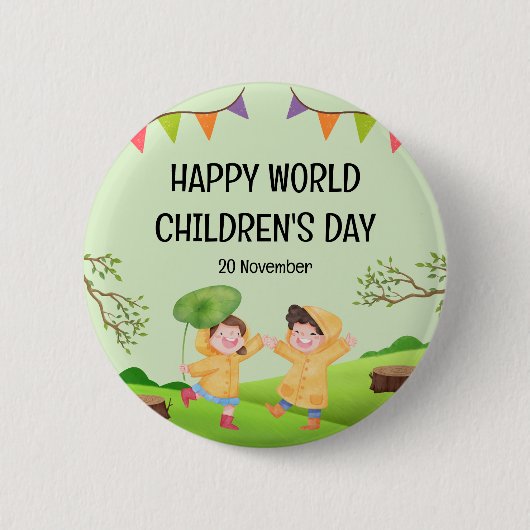 Gelukkige Wereldkinderdag | 20 november Ronde Button 5,7 Cm (Voorkant)