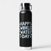 Gelukkige Wereldwaterdag Waterfles (Achterkant)