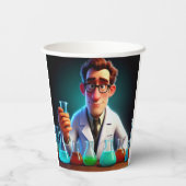 gelukkige wetenschapper papieren bekers (Achterkant)