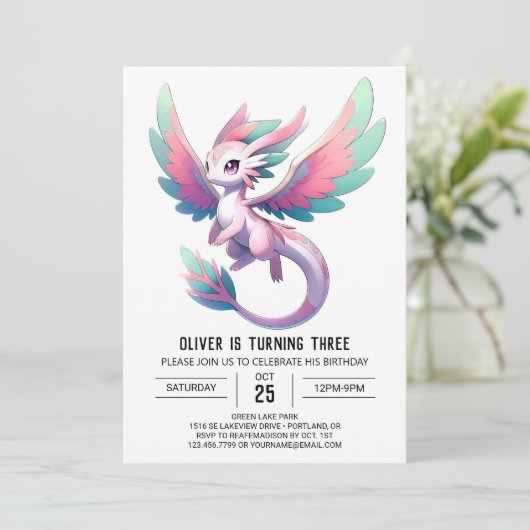 Gelukkige Whimsical Dragon verjaardag Kaart (Staand voorkant)