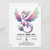 Gelukkige Whimsical Dragon verjaardag Kaart (Voorkant / Achterkant)