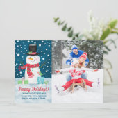 Gelukkige Winter Sneeuwman Kerstmis Feestdagenkaart (Staand voorkant)