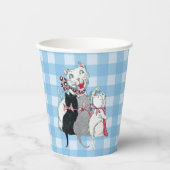 Gelukkige witte Moeder Kat Drie Kittens Plaid Papieren Bekers (Voorkant)