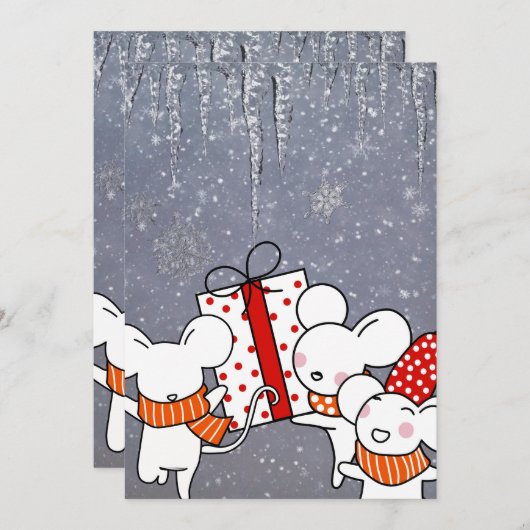 Gelukkige witte muizen kaart (Voorkant / Achterkant)