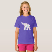 Gelukkige witte olifant met bloemen- T-shirt (Voorkant volledig)