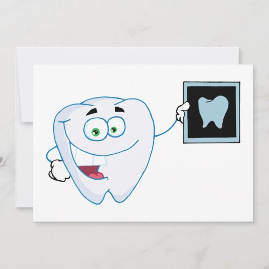 Gelukkige Witte Tand Uitnodigingen (Voorkant)