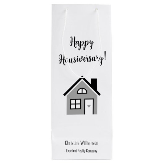 Gelukkige Woondag Realtor Wijn Cadeautas (Achterkant)