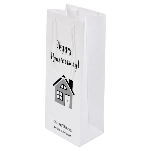 Gelukkige Woondag Realtor Wijn Cadeautas (Voorkant Gekanteld)