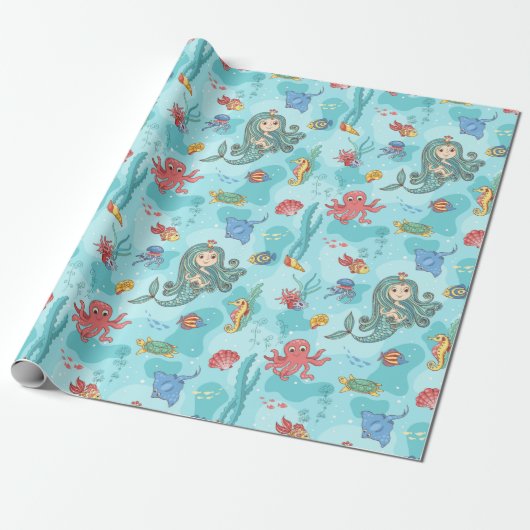 Gelukkige Zeemeermin Cadeaupapier (Uitgerold)