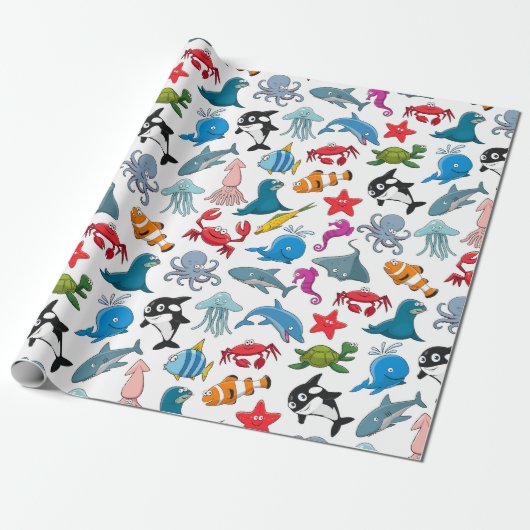 Gelukkige Zeewezens Cadeaupapier (Uitgerold)