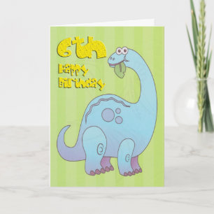 Gelukkige zesde verjaardag dinosaurus kaart